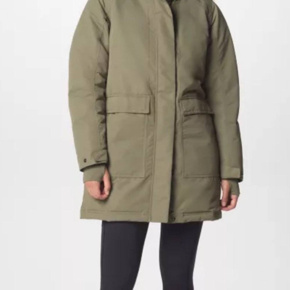 Columbia Green Puffer Jacket with Hood Weather-Resistant